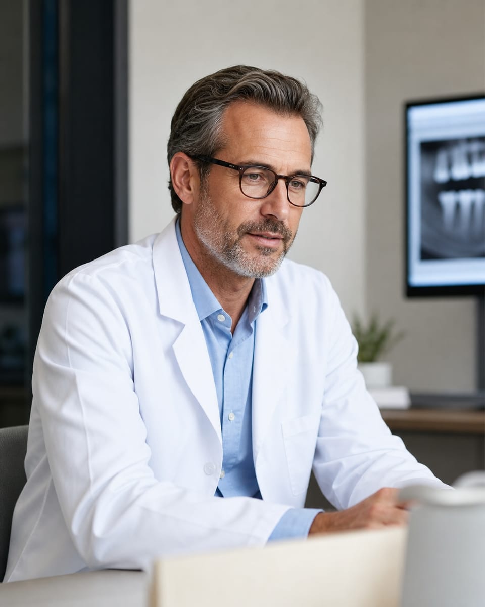 Clinician reviewing implant planning records